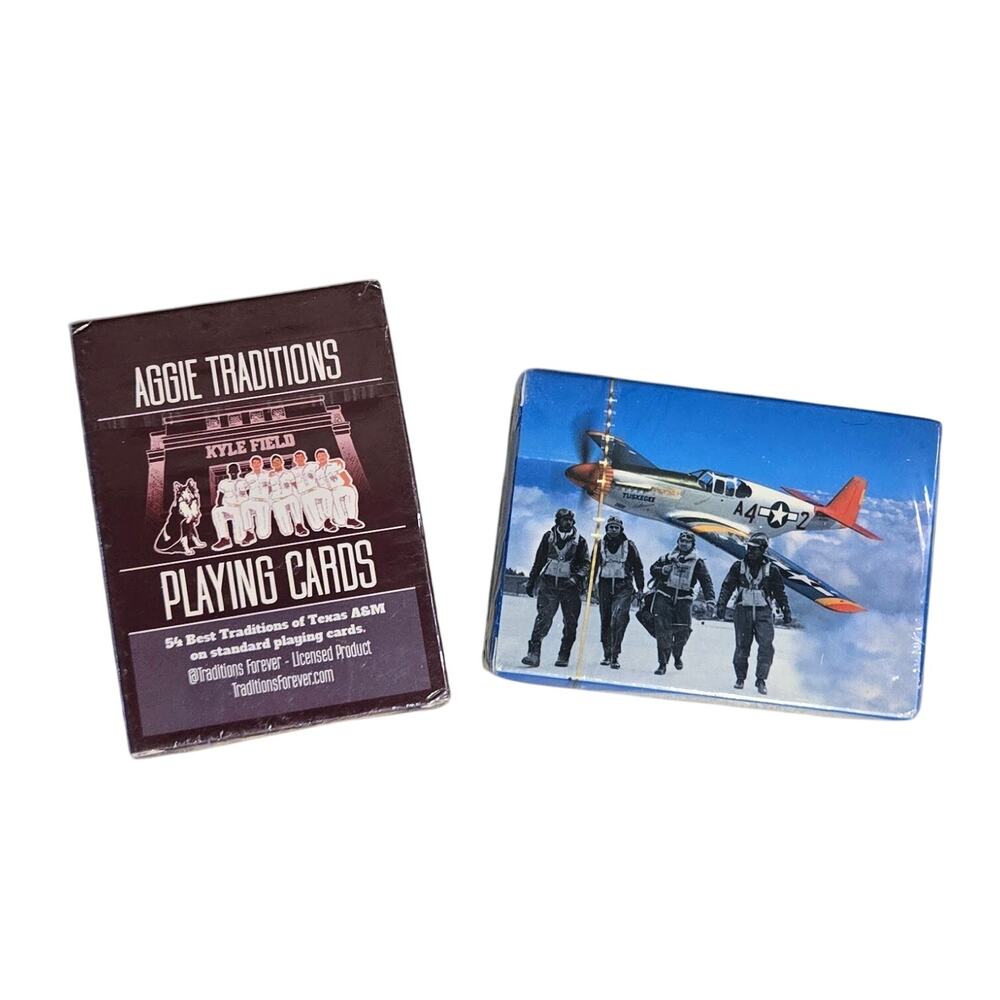 2-Unopened Vintage Sets of Playing Cards Aggie Traditions/The Red Tail Project